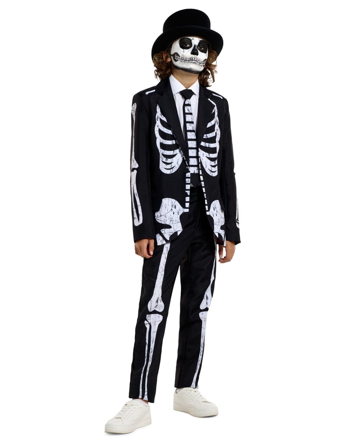 Opposuits Kids' Boys' 4-20 Skeleton Grunge Halloween Jacket, Pants, And Tie, 3-piece Set In Black