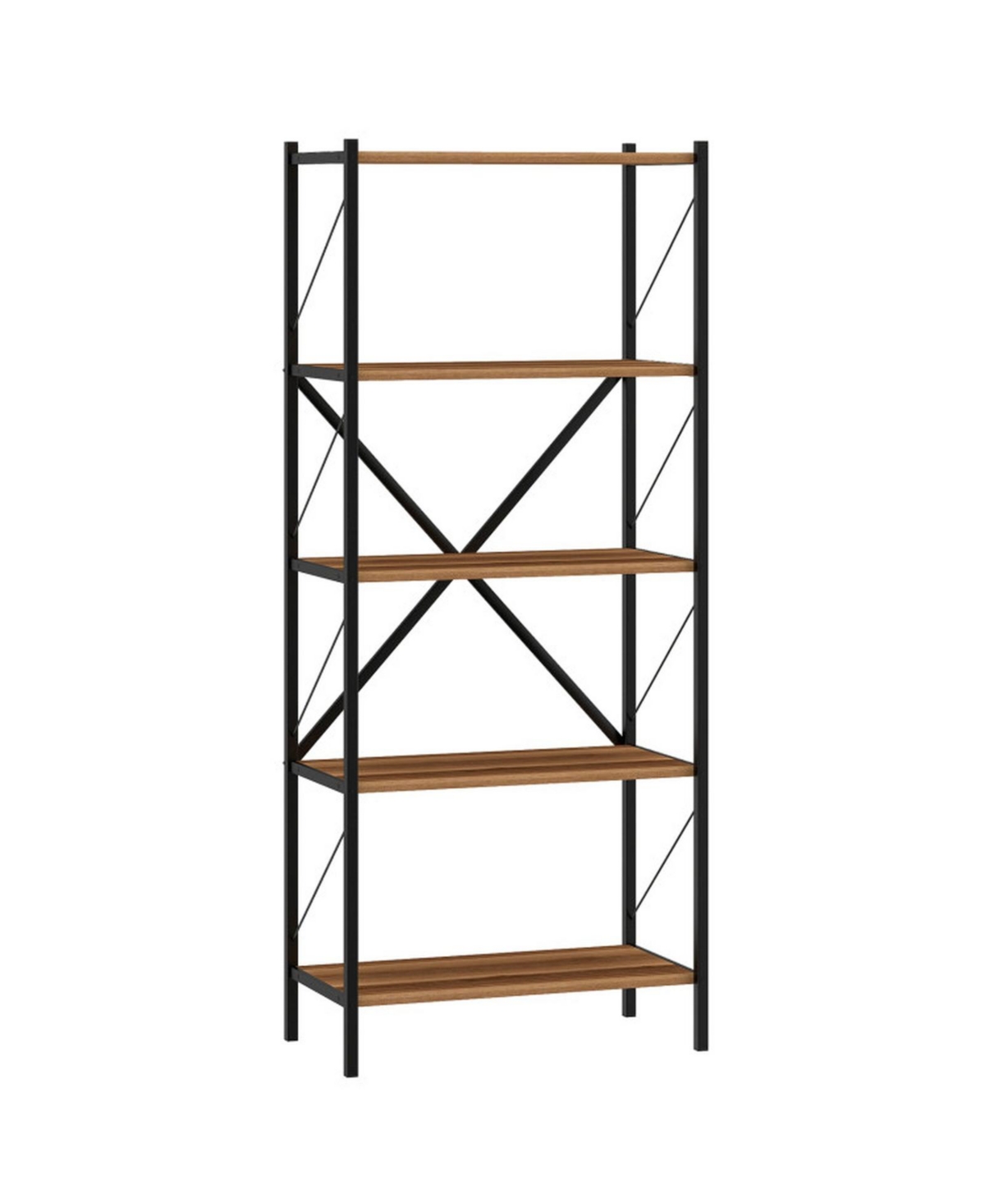 Gouun 62-Inch Tall 5-Tier Industrial Bookshelf with Metal Frame