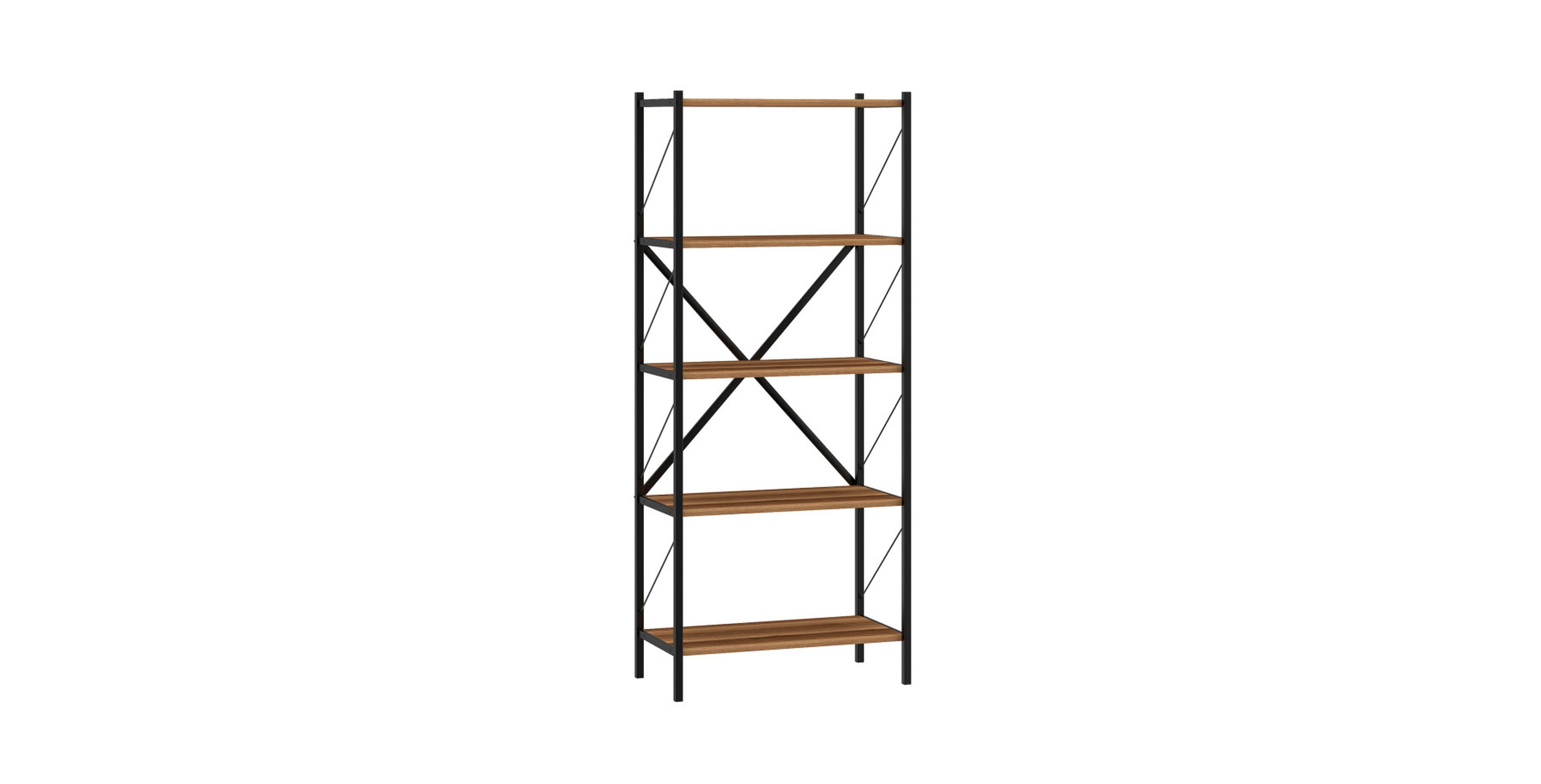 Gouun 62-Inch Tall 5-Tier Industrial Bookshelf with Metal Frame