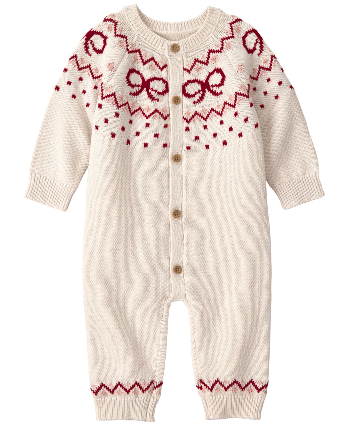 Комбинезон Carter's Cotton Fair Isle Sweater Knit Jumpsuit для девочек-малышей, цвет: Bow Fair Isle — фото 1