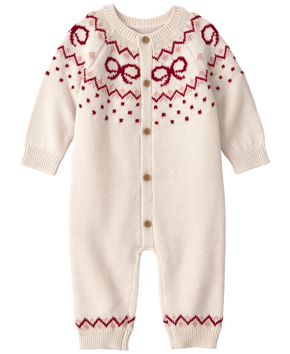 Carter's Little Planet By  Baby Girls' Cotton Fair Isle Sweater Knit Jumpsuit In Brown