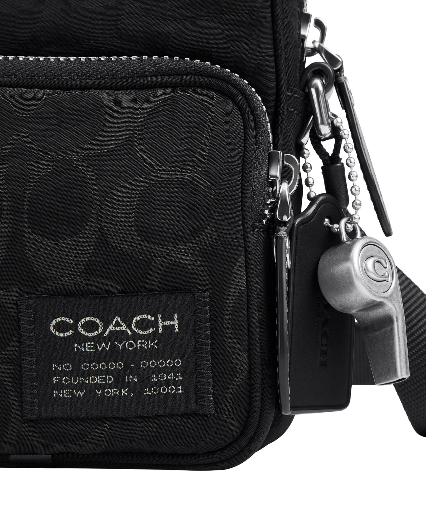 Мужская сумка COACH Locke Signature Nylon Jacquard Adjustable Strap Crossbody, цвет: Чёрный — фото 5