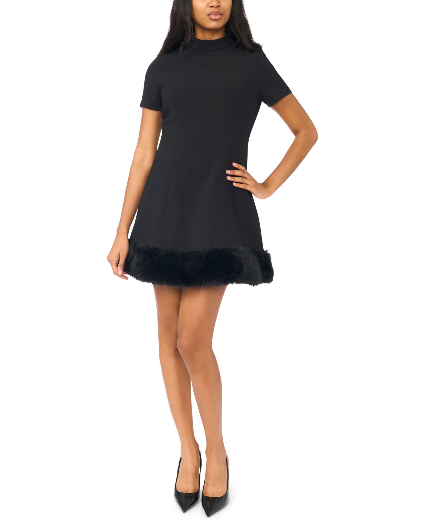 Женское платье CeCe A-Line Mini Mockneck, цвет: Насыщенный чёрный — фото 1