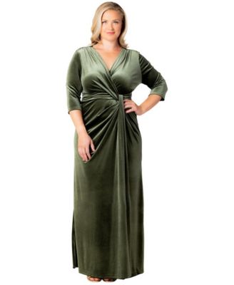 Plus Size Versailles Velvet Wrap 3/4-Sleeve Gown
