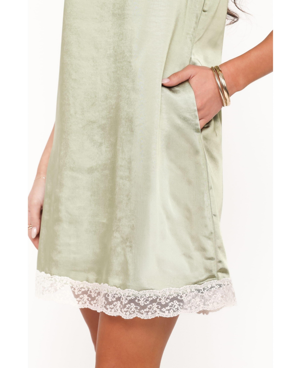 Petal and Pup Women's Gretel High-Neckline Lace-Trim Mini Dress