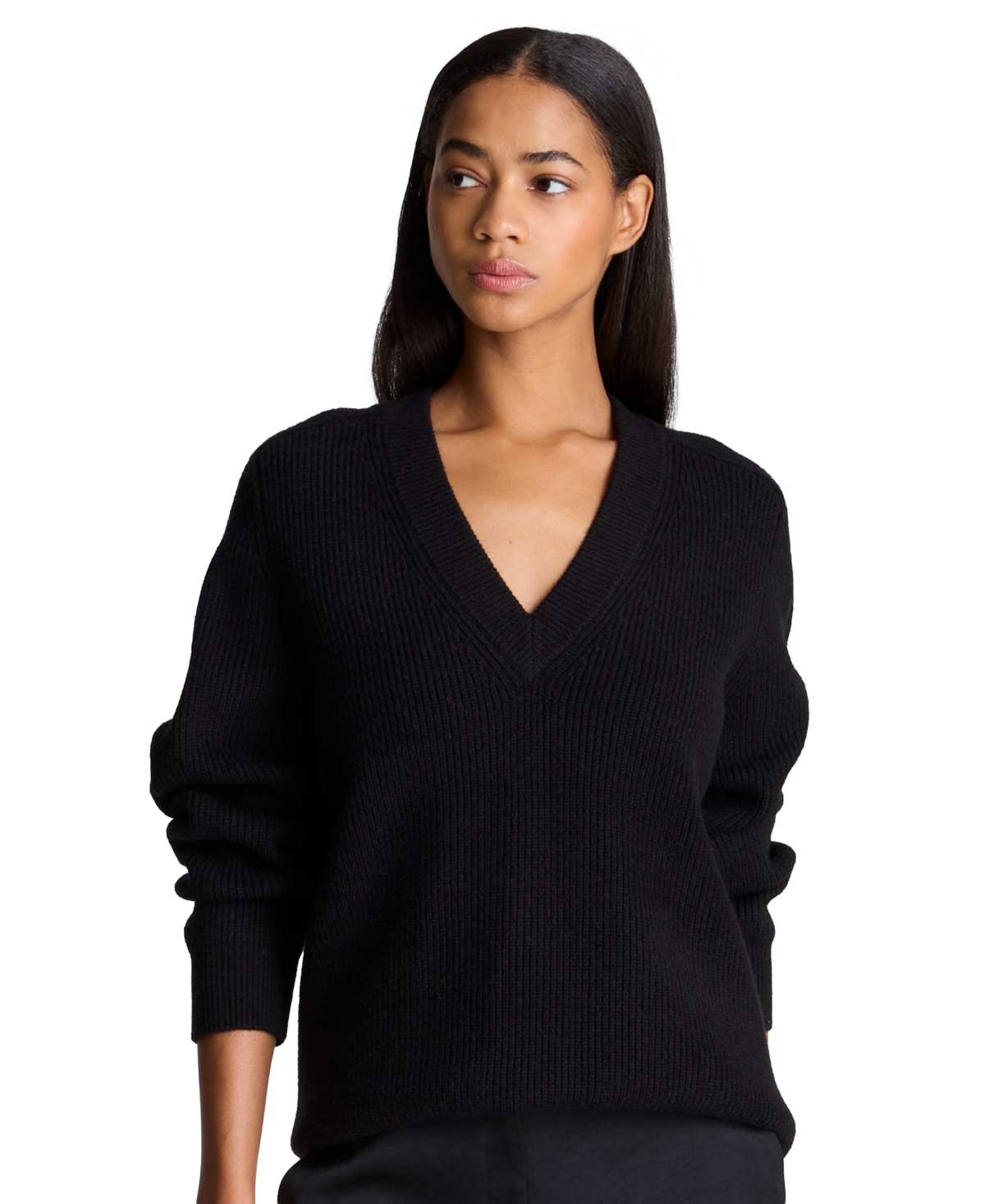 Kenneth Cole Women's Oversized V-Neck Boyfriend Sweater