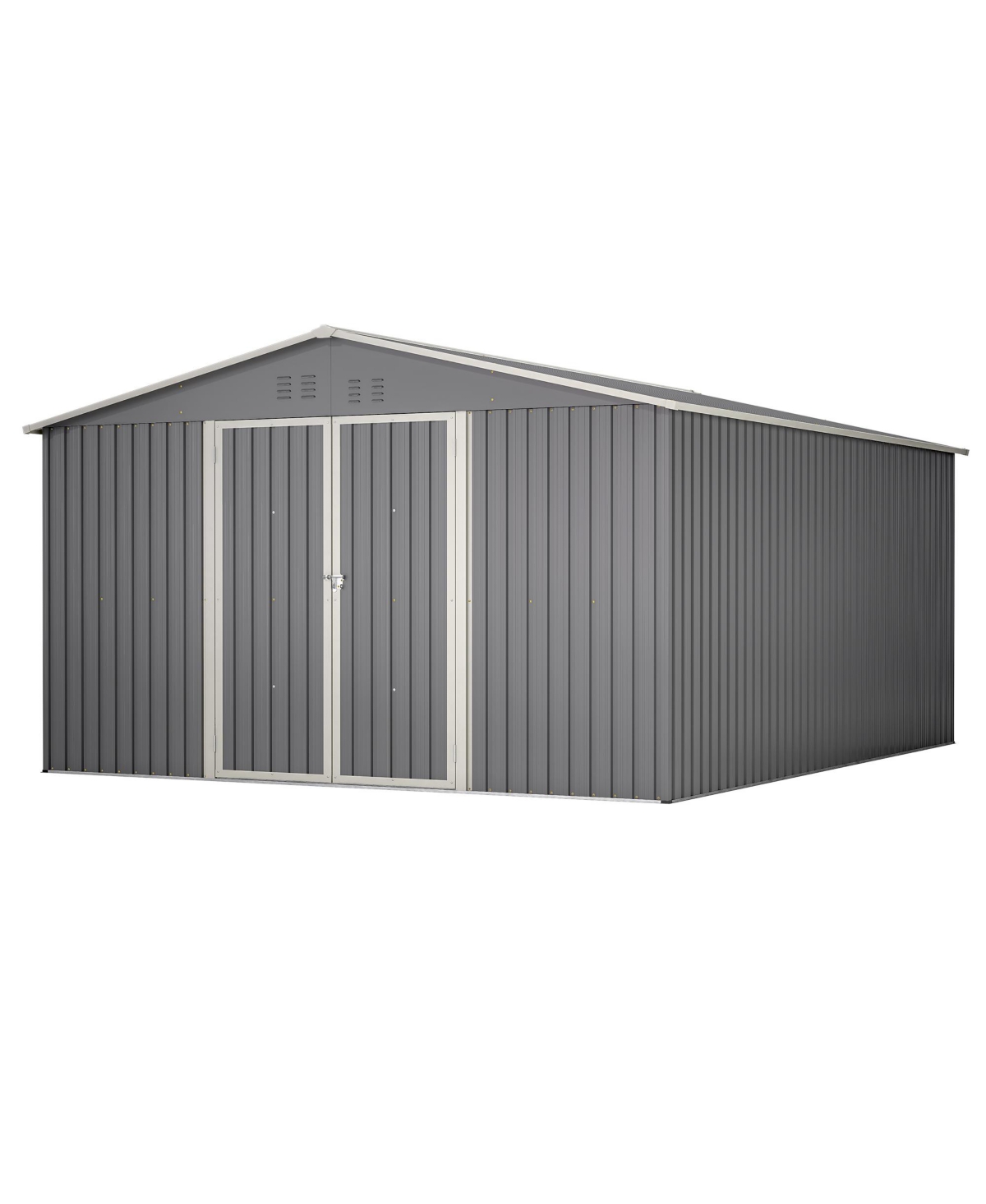 Mondawe 11x13 Feet Metal Storage Shed with Reinforced Floor Frame, Lockable Doors and 4 Air Vents
