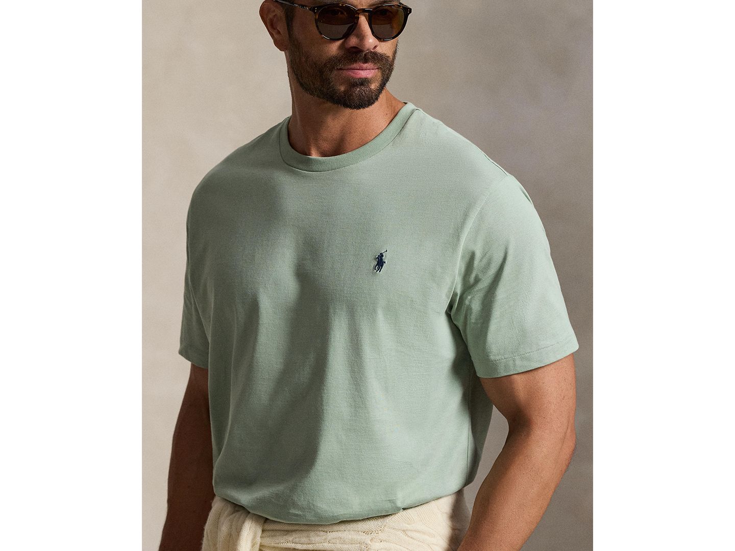 Мужская футболка Polo Ralph Lauren Big & Tall Jersey Crewneck, цвет: Светлый зелёный — фото 3