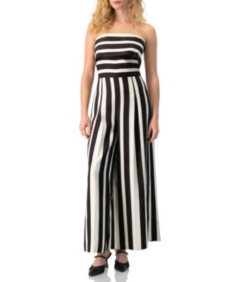 Women's High-Contrast Stripe Strapless Formal Maxi Gown