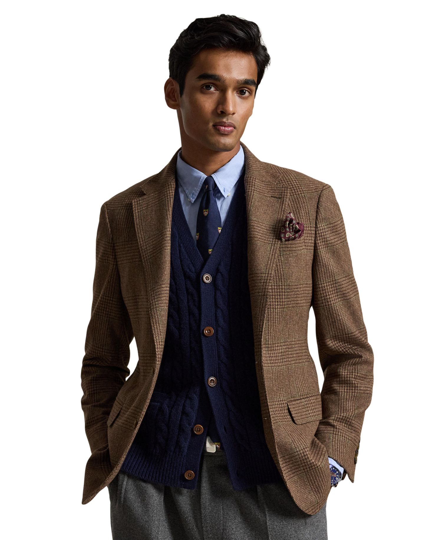 Men's Wool-Blend Glen Plaid Modern-Fit Sport Coat