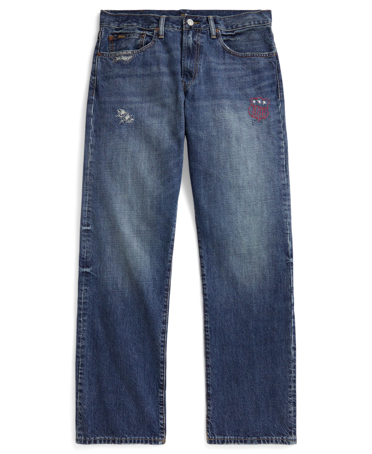 Мужские джинсы Polo Ralph Lauren Hampton Straight-Leg Relaxed Distressed, цвет: Rhinebeck — фото 6