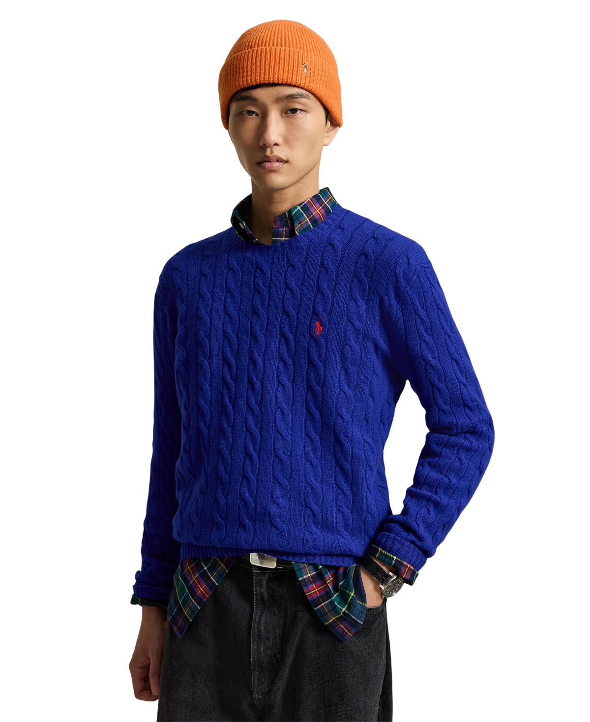 Polo Ralph Lauren Men's Wool-Cashmere Cable-Knit Sweater - Siberian Squill Blue