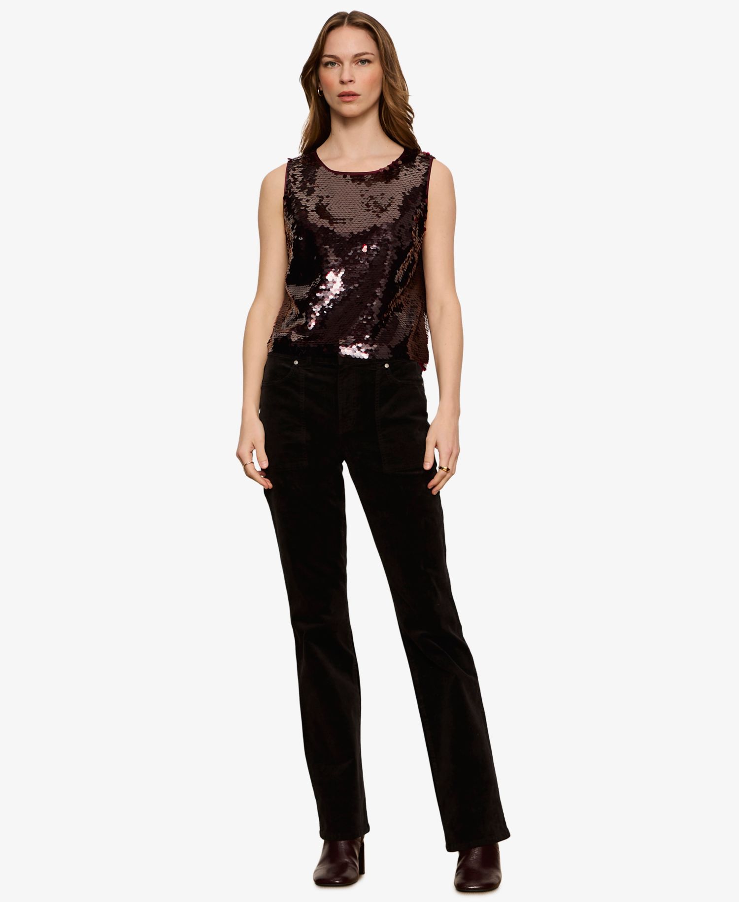 Women's The Desired Pailette Sequin Sleeveless Dressy Shell