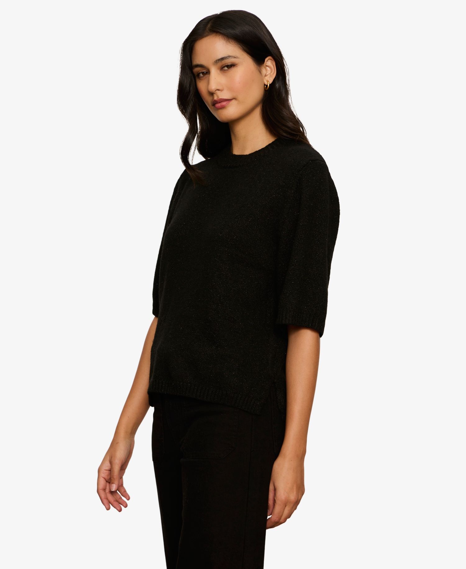 Women's Perfect Sequin Crewneck Short-Sleeve Sweater