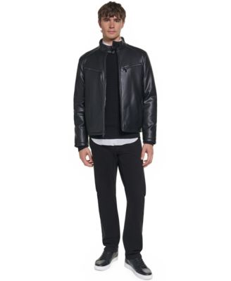 Men's Circle Stitch Faux Leather Jacket