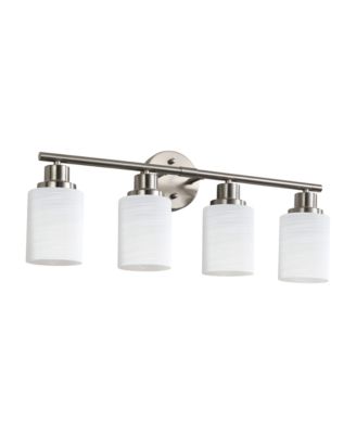 24 Inch Brushed Nickel Modern Vanity Wall Sconce 4 Lights Frosted Glass Shades for Bathroom