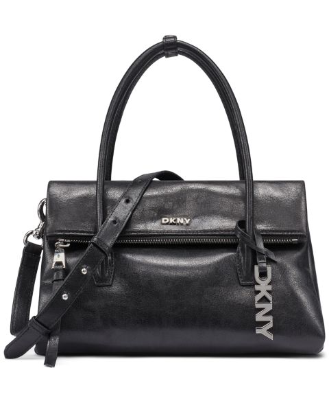 Женская средняя сумка-сэтчел DKNY Rivington с серебристой фурнитурой, цвет: Чёрный / Серебряный