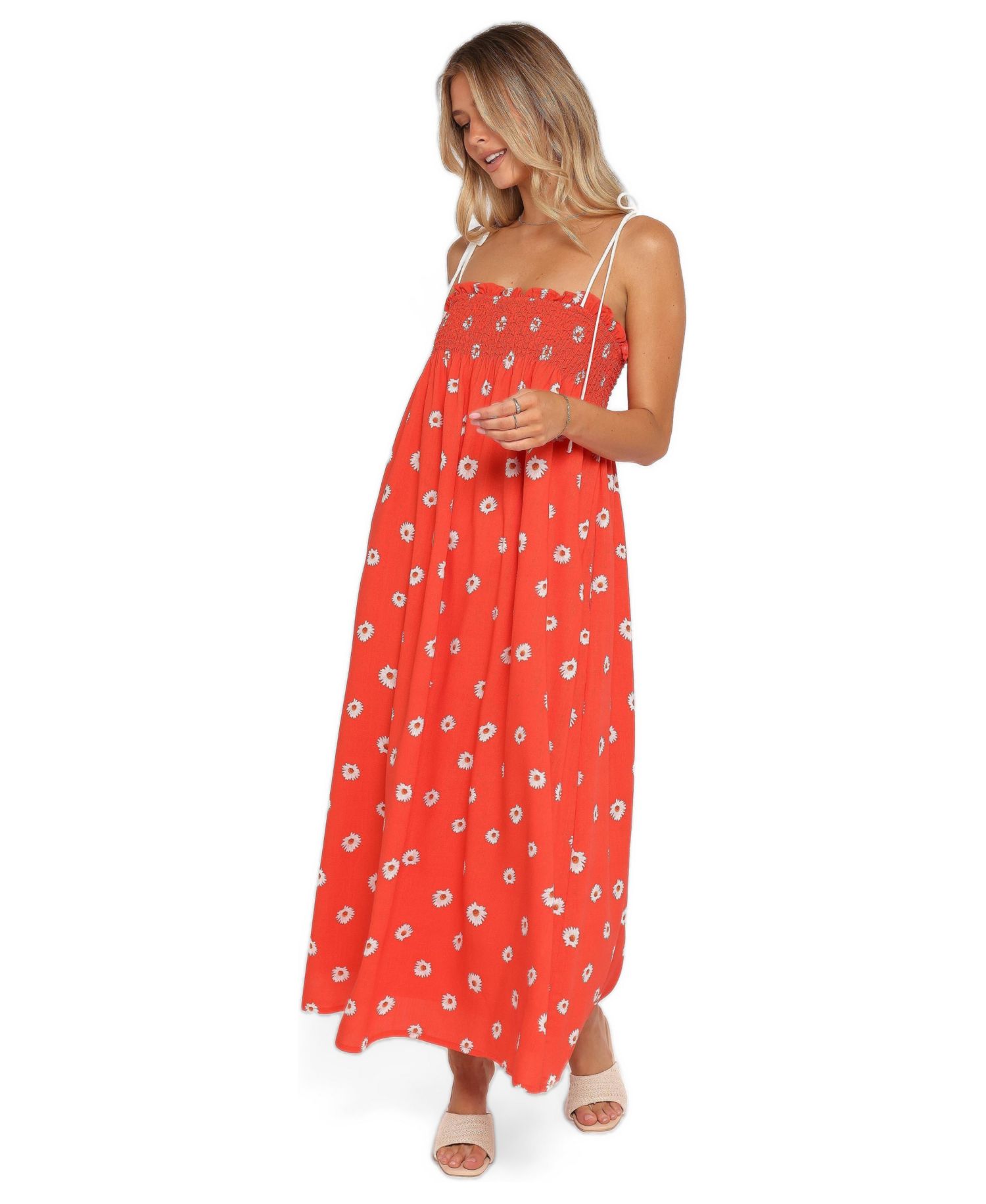 Women's Josie Floral Square-Neckline Smocked-Bodice Maxi Dress