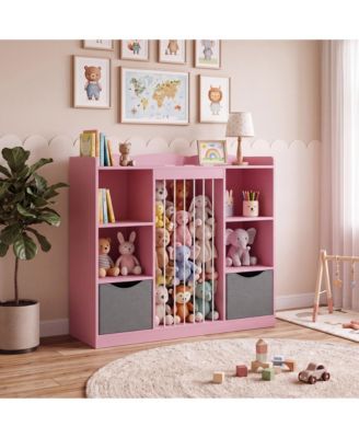 Book Shelf for Kids Rooms, Toy Box and Cubby Storage Organizer with Rounded Corners Design for Anti-Collision Safety,and Anti-Tip Device