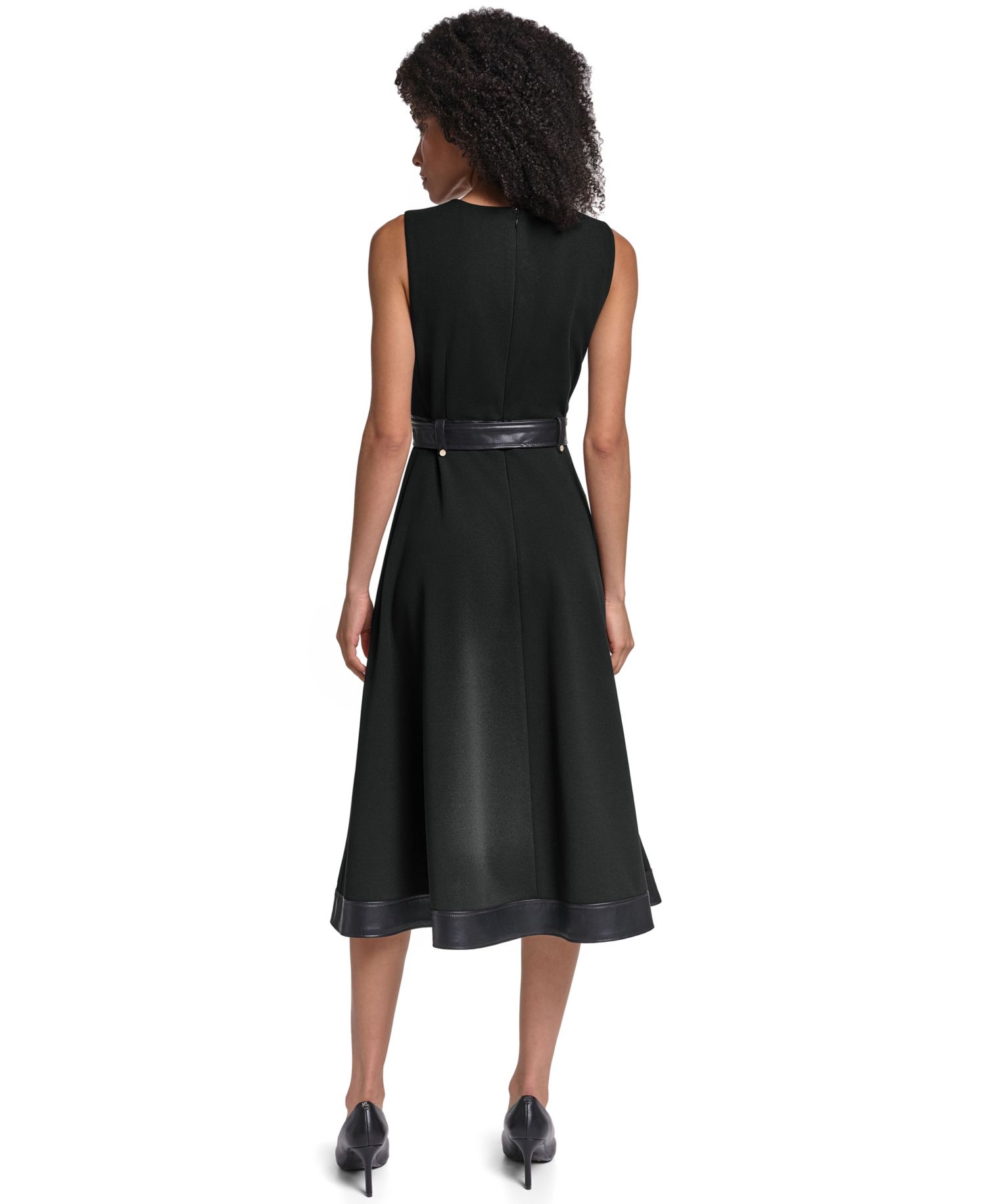 Women's Midi Crewneck Fit & Flare Dress