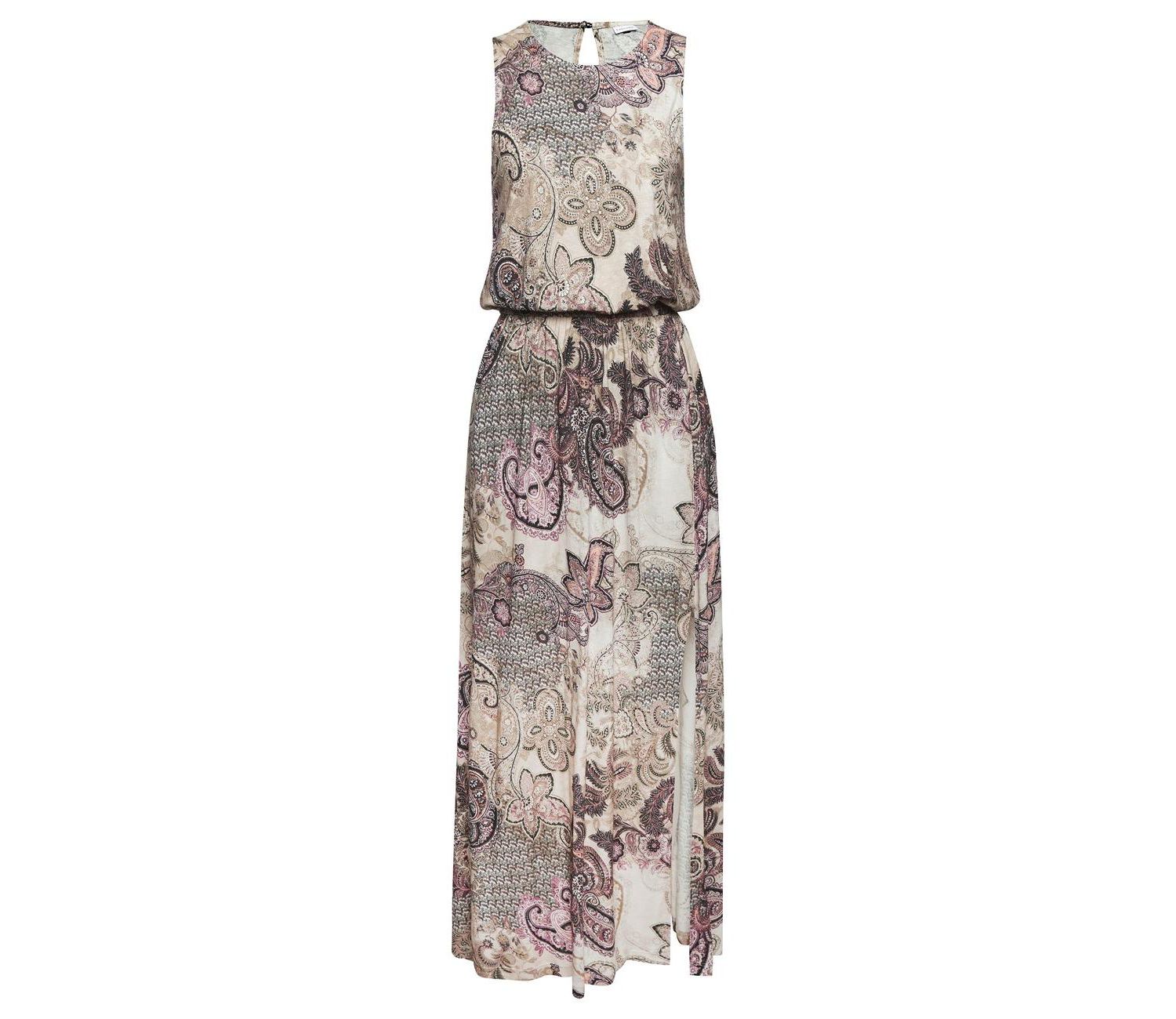 Women's Printed Side-Slit Maxi Dress with Pockets