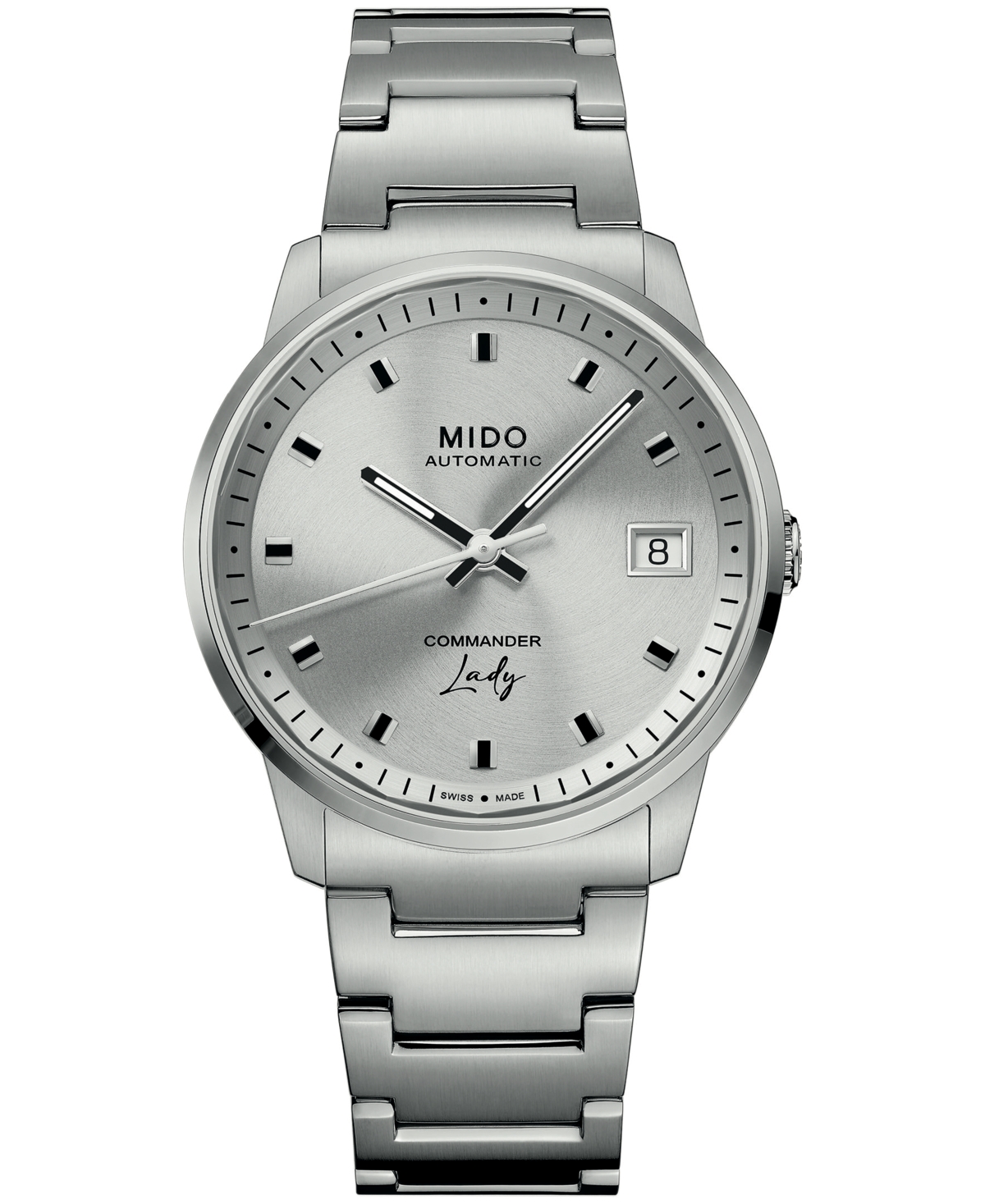 Mido Women's Swiss Automatic Commander Lady Stainless Steel Watch, 34mm