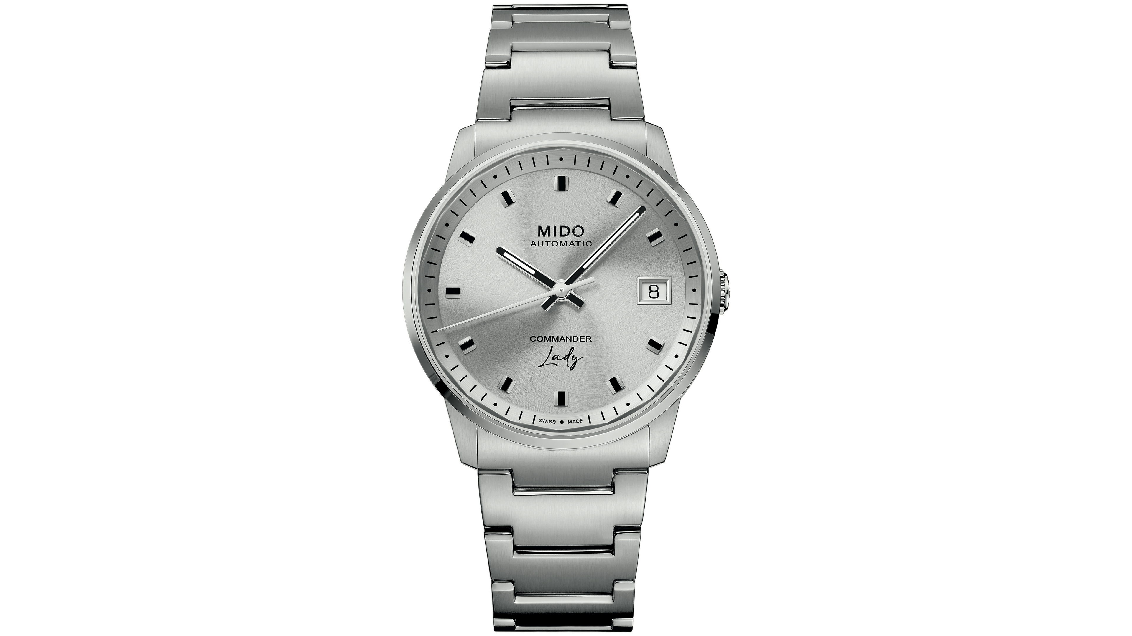 Mido Women's Swiss Automatic Commander Lady Stainless Steel Watch, 34mm