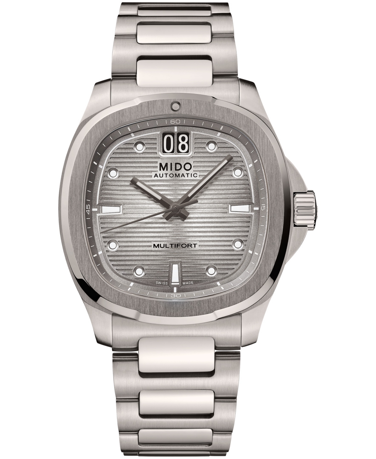 Mido Men's Swiss Automatic Multifort Big Date Silver-Tone Titanium Bracelet Watch, 40mm