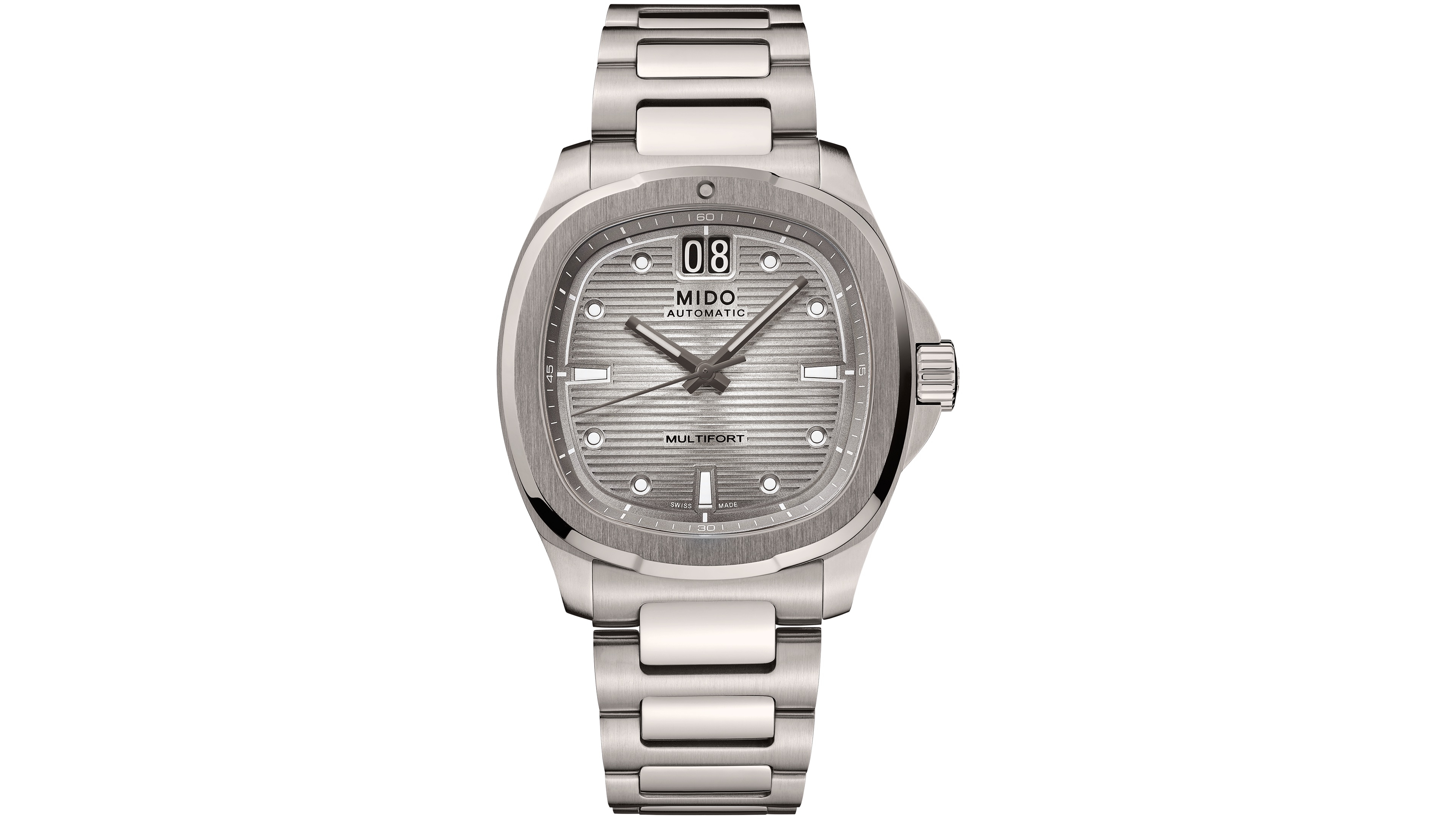 Mido Men's Swiss Automatic Multifort Big Date Silver-Tone Titanium Bracelet Watch, 40mm