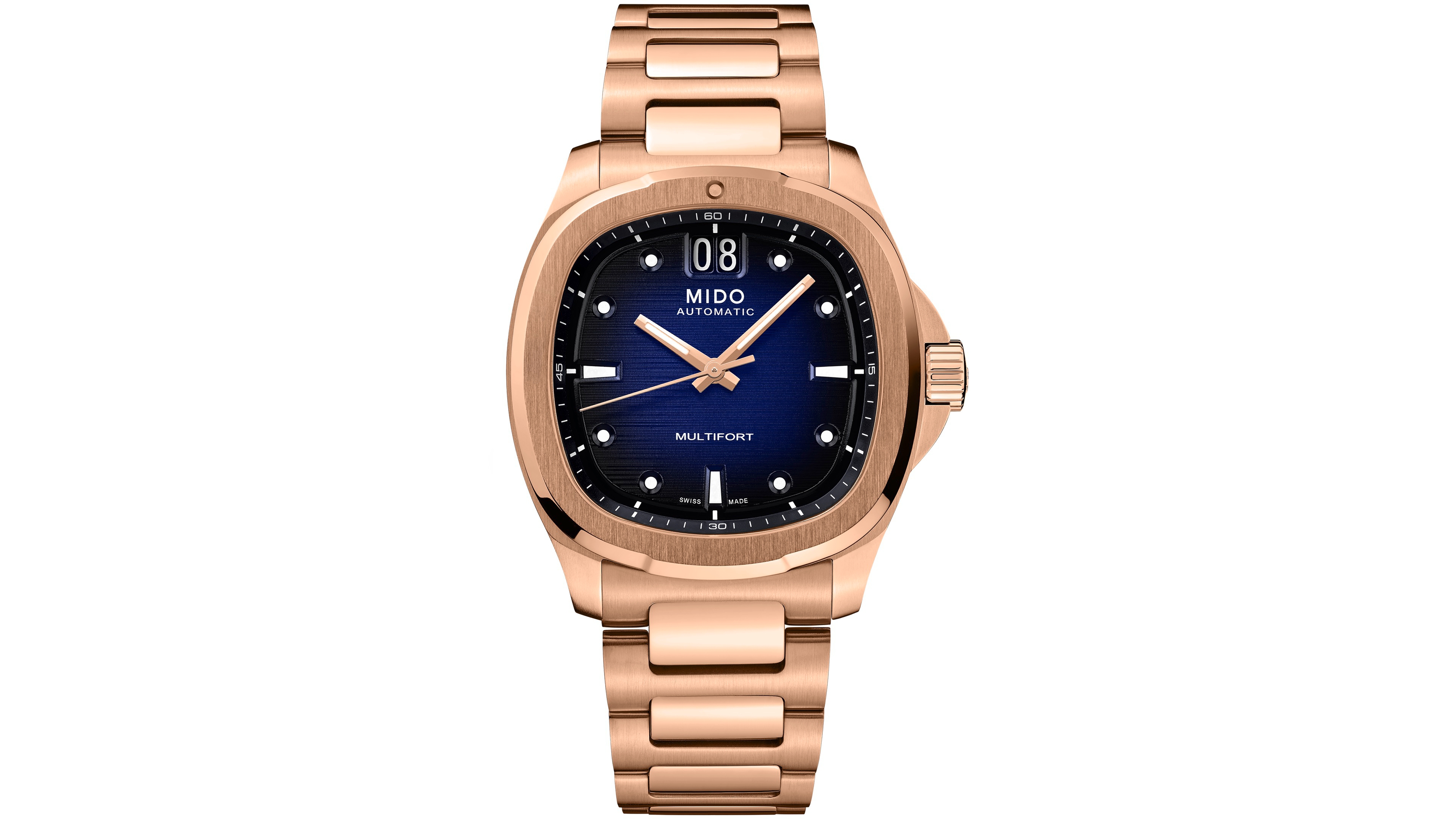 Mido Men's Automatic Multifort Tv Big Date Rose-Gold Stainless Steel Bracelet Watch, 40mm