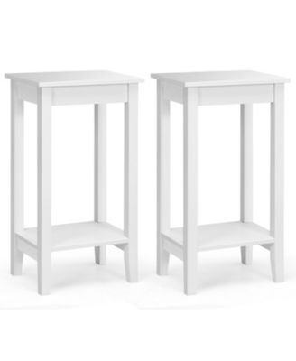 Set of 2 Versatile 2 Tier End Tables with Storage Shelf