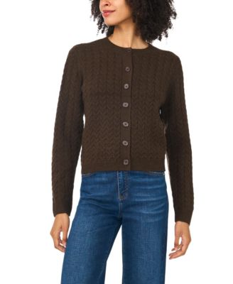 Women's Cable-Knit Crewneck Cardigan
