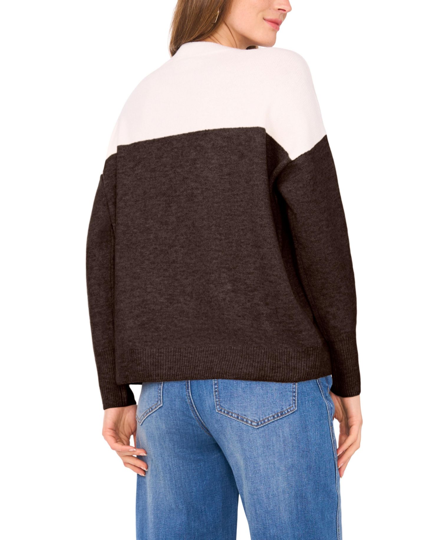 Women's Cozy Extended Shoulder Color Blocked Sweater