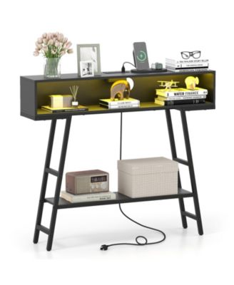 40 Inch Console Table with Charging Station and LED