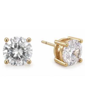 Cubic Zirconia 1/3" Stud Silver Plate Earrings