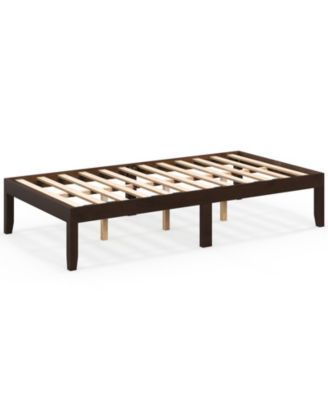 14 Inch Twin Wood Platform Bed Frame with Wooden Slats Support Espresso