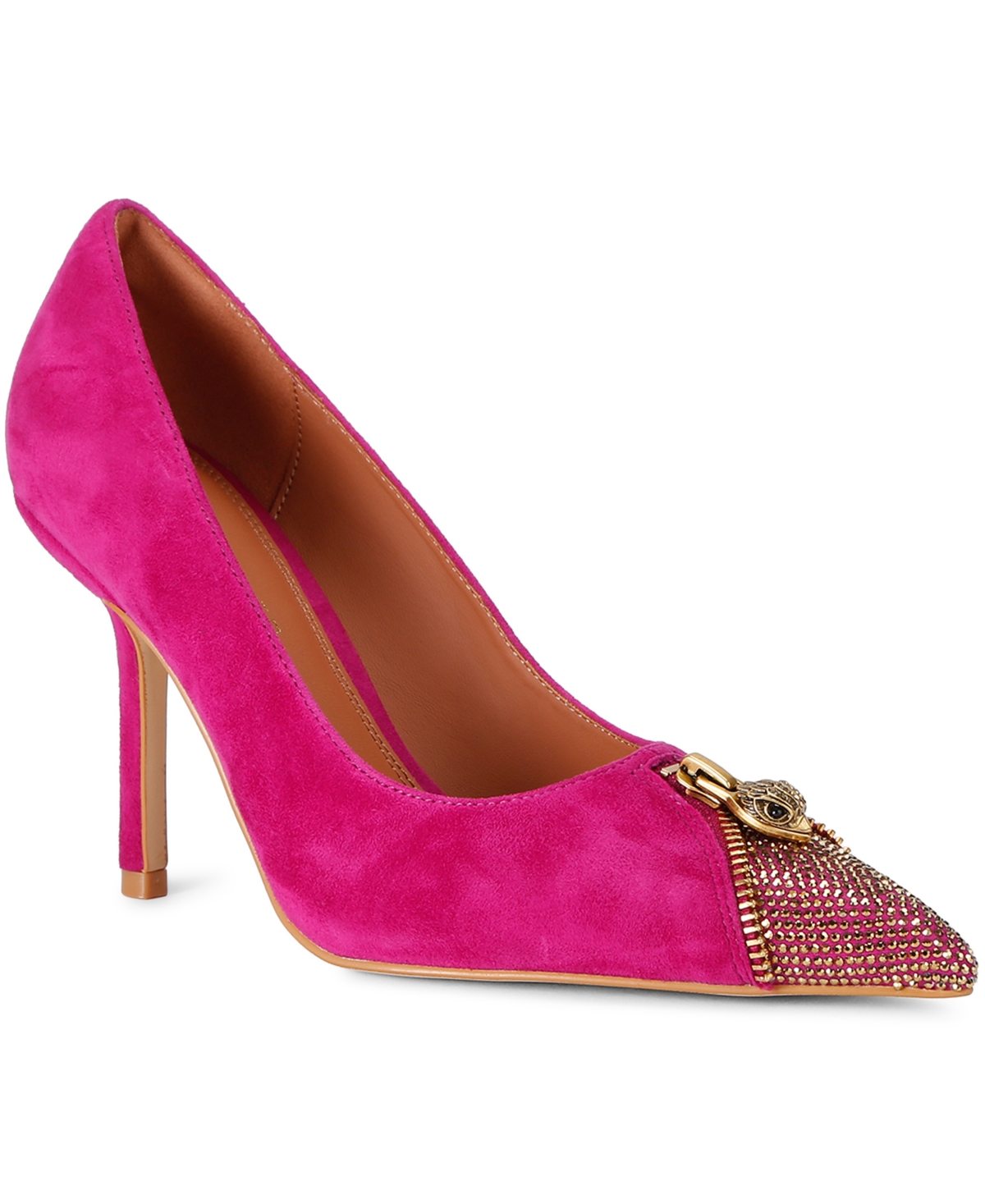 Kurt Geiger London Women's Zip Court Pointed-Toe Rhinestone Pumps - Open Pink