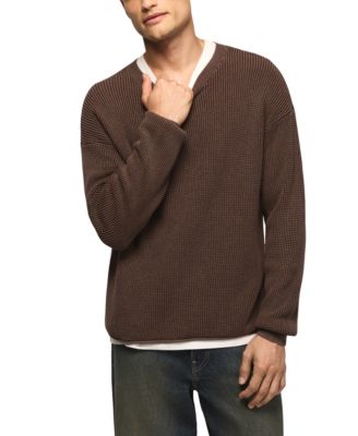 Men's Washed Textured Crewneck Sweater