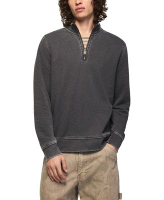 Men's Venice Burnout Mockneck French-Terry Quarter-Zip Fleece Sweatshirt