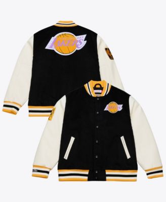 Men's  Black/White Los Angeles Lakers Hardwood Classics Off Day Full-Snap Varsity Jacket