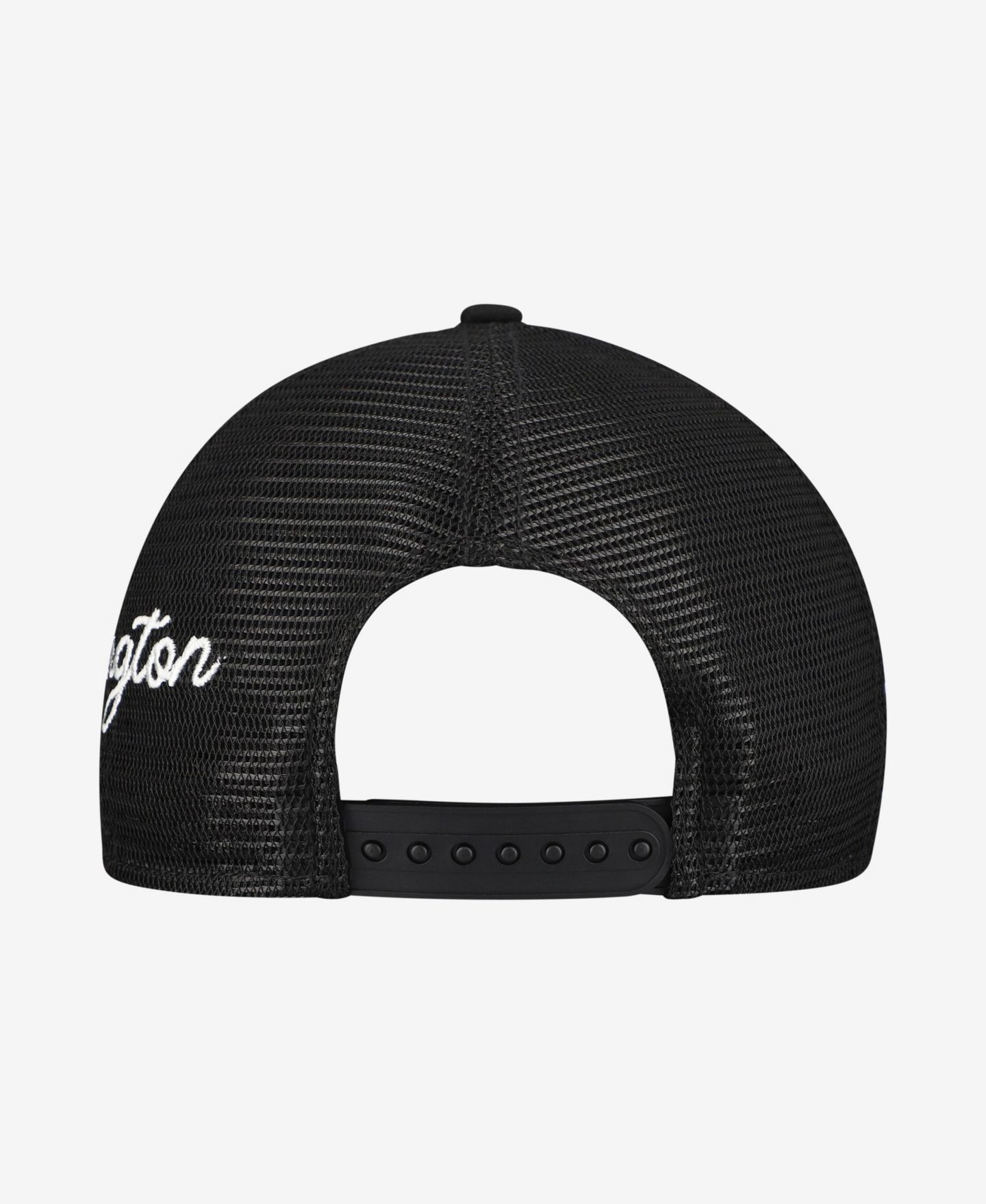 Мужская кепка New Era Black Washington Nationals Side Script 9FORTY A-Frame Trucker Adjustable Hat — фото 4