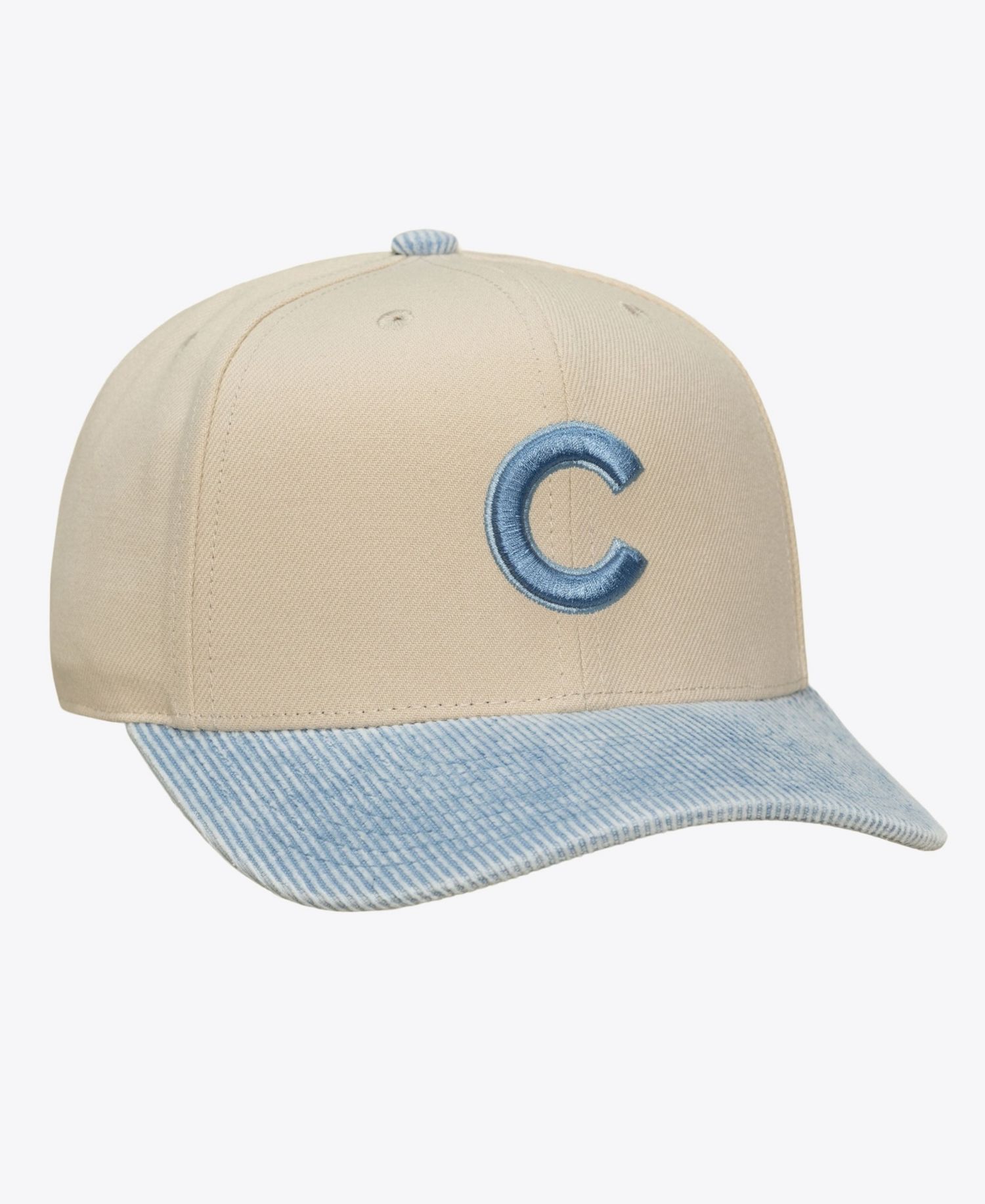 Men's Cream/Light Blue Chicago Cubs Washed Corduroy Pro Crown Snapback Hat
