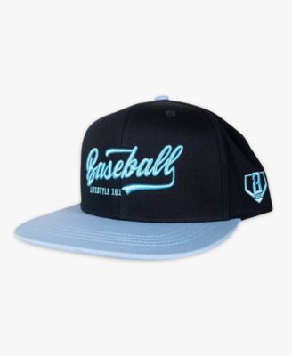 Men's Black/Light Blue Established Snapback Hat