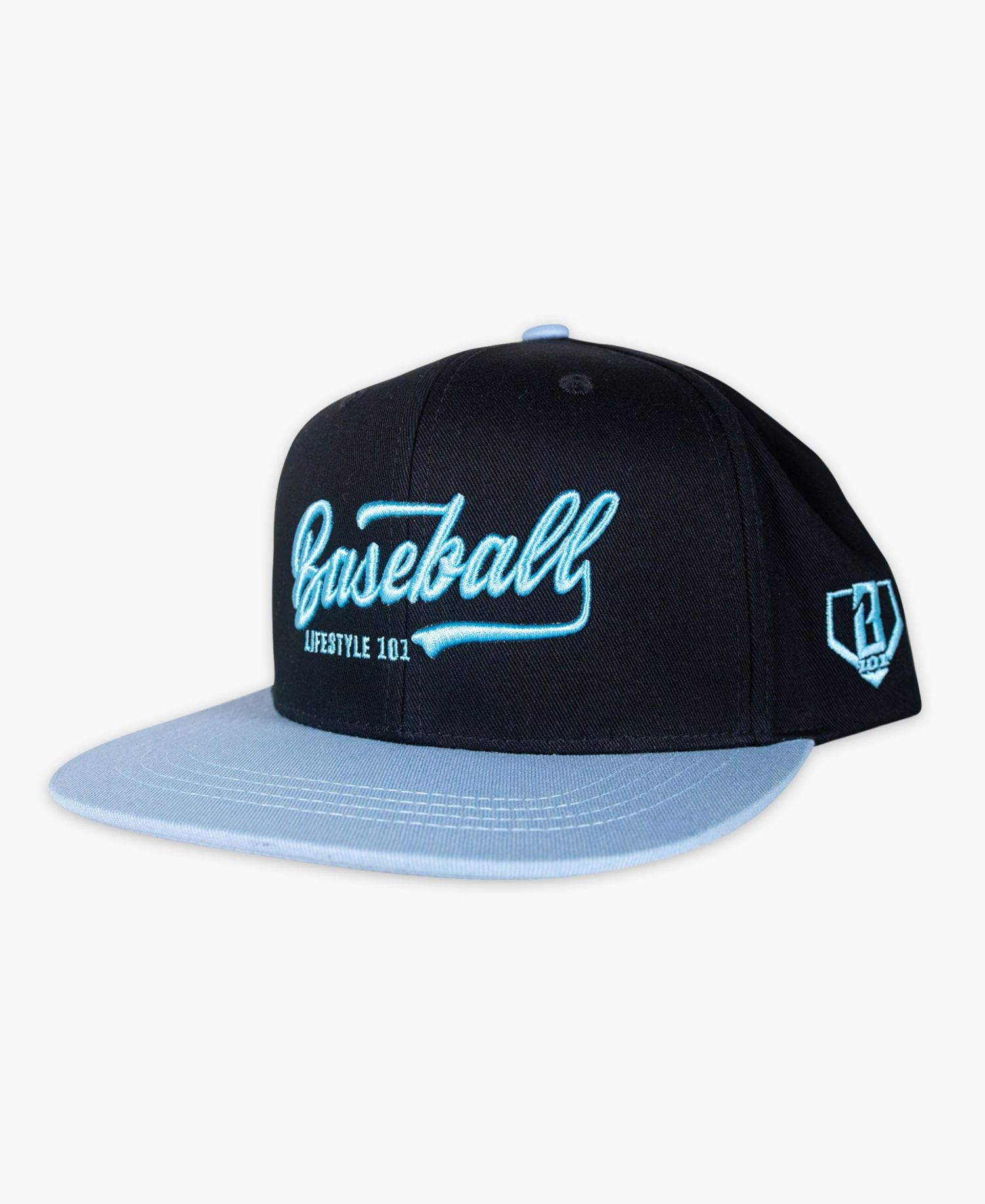 Men's Black/Light Blue Established Snapback Hat