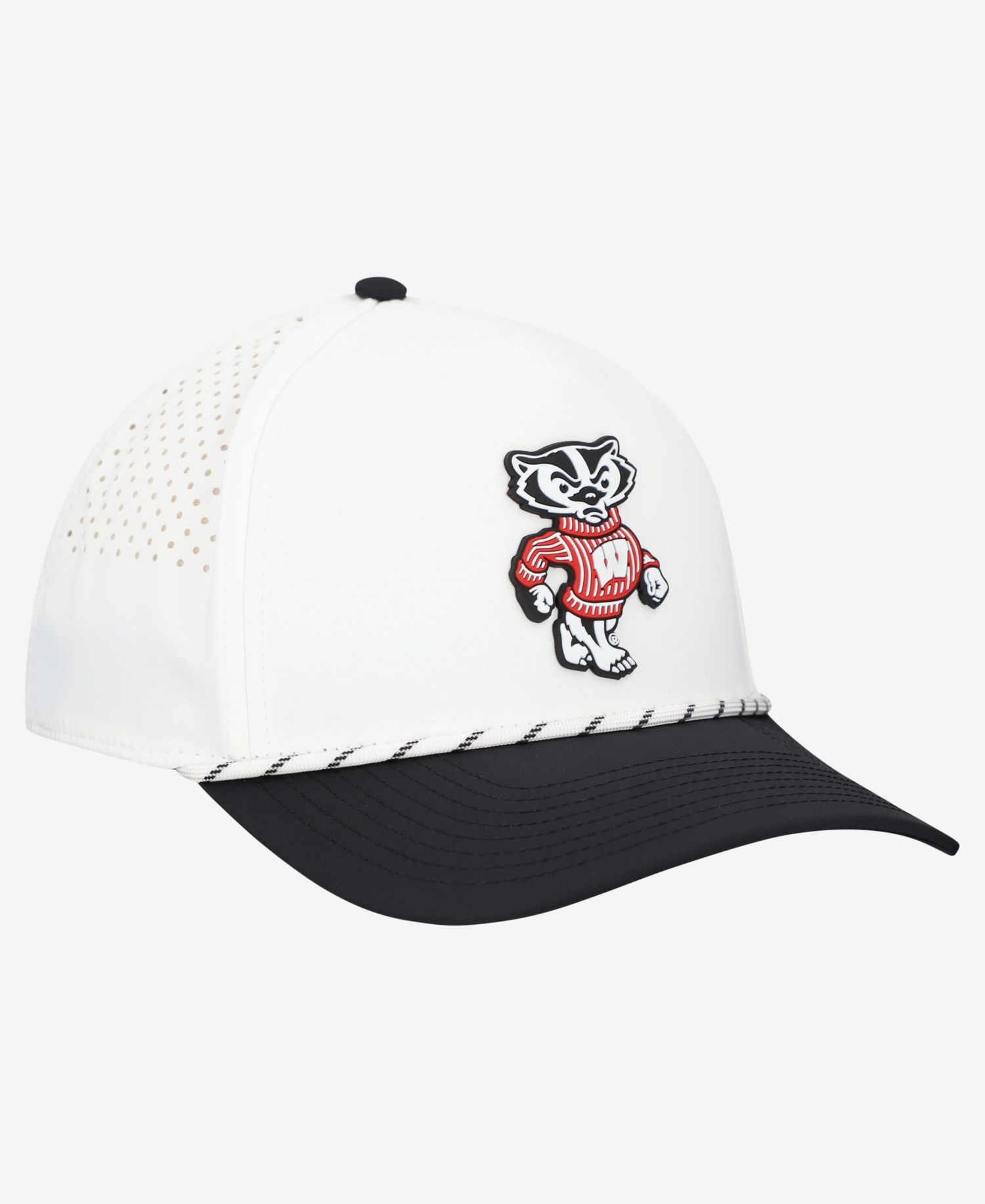 Men's White/Black Wisconsin Badgers Classic Adjustable Rope Hat