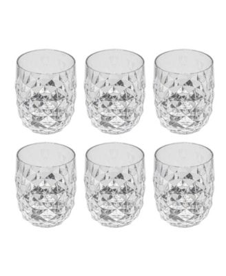 Diamond Cut Acrylic Stemless Wine Glasses, Set of 6