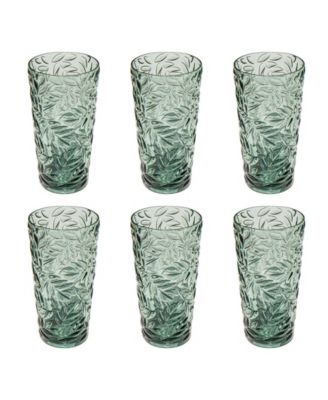 Embossed Leaf Acrylic Drinking Glasses, Set of 6