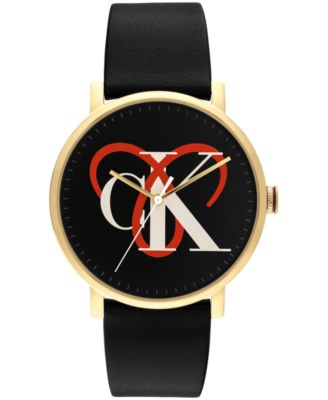 Unisex Quartz High Noon Black Leather Watch 40mm