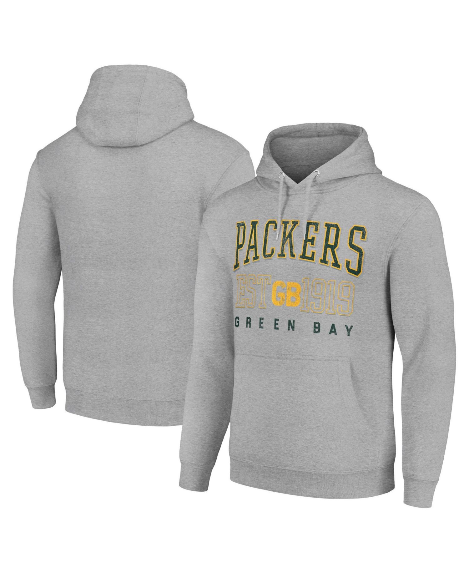 Men's and Women's Heather Gray Green Bay Packers Throwback Logo Pullover Hoodie