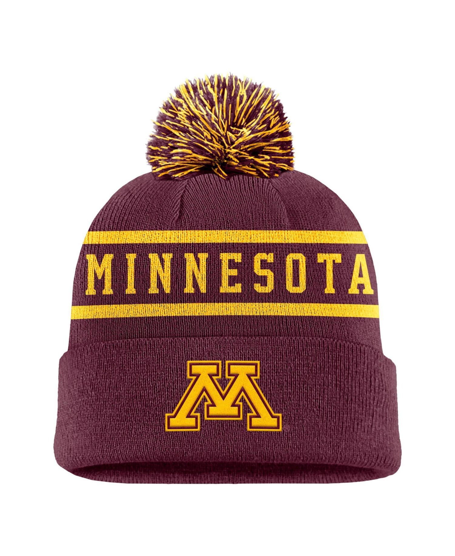 Men's Maroon Minnesota Golden Gophers Peak Cuffed Knit Hat with Pom